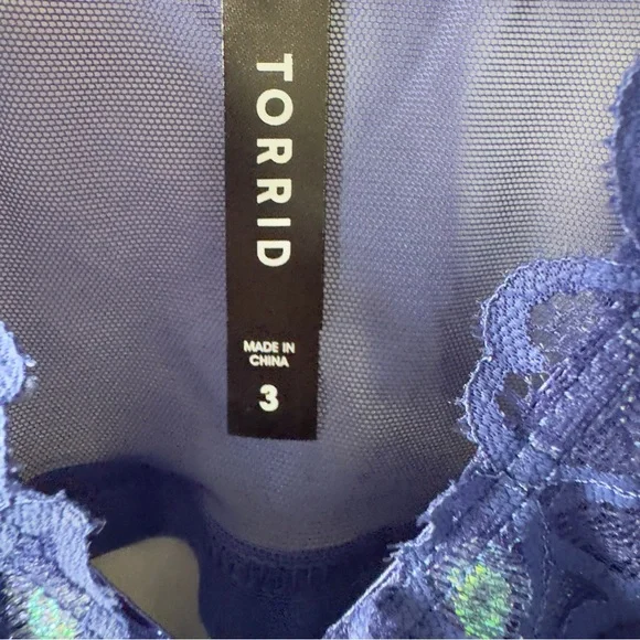 Torrid Aphrodite Lace No Wire Babydoll Blue Slip Adjustable Spaghetti Straps NWT - Picture 10 of 10